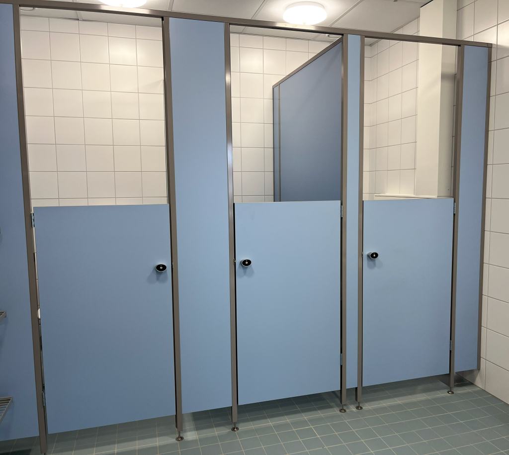 Blue wc cubicles for kindergarten
